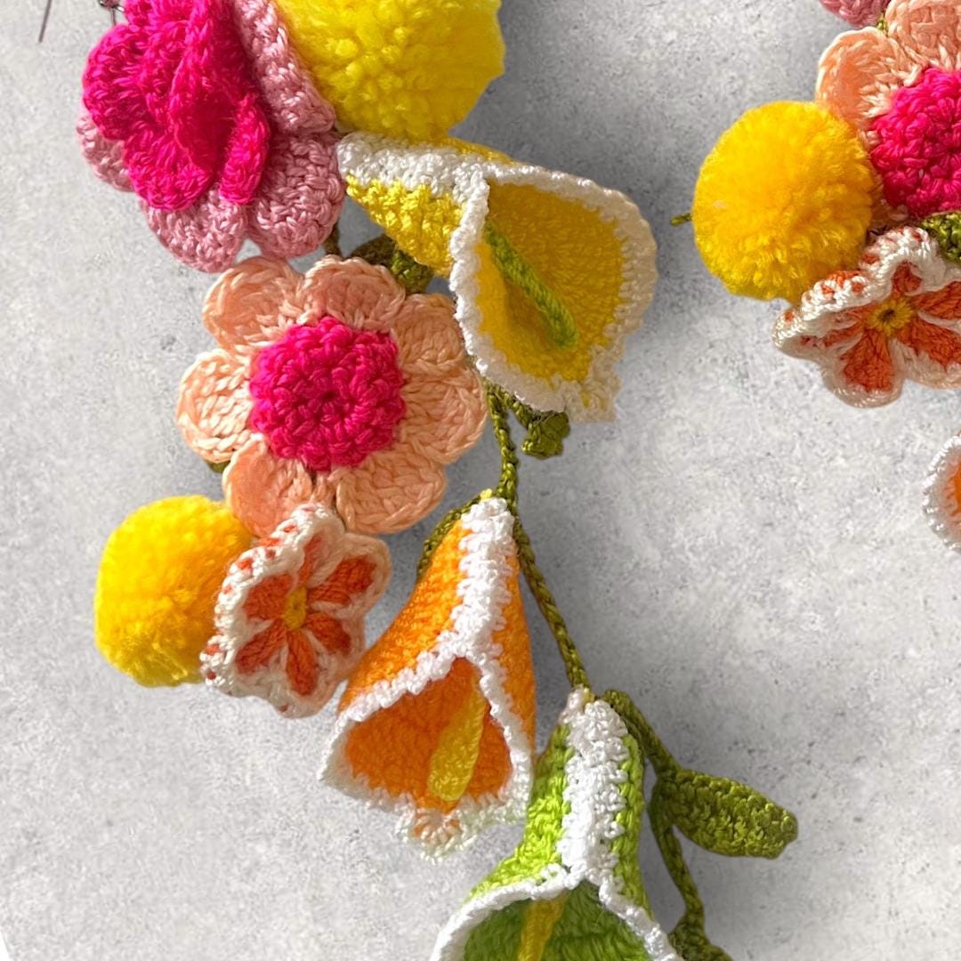 Crochet Flower Dangle Earrings: Handmade Boho Floral Statement Jewelry gifts for her