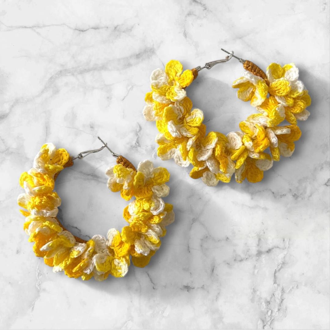 Crochet Flower Hoop Earrings: Handmade Boho Summer Jewelry gifts for her