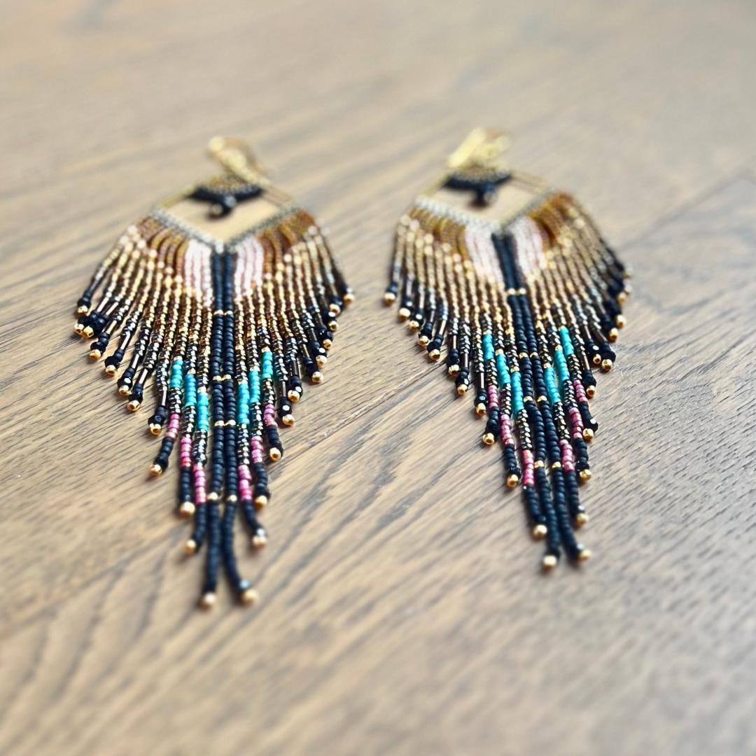 Handmade beaded earrings with bold contrast