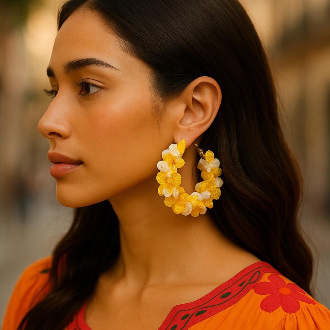 Crochet Flower Hoop Earrings: Handmade Boho Summer Jewelry gifts for her