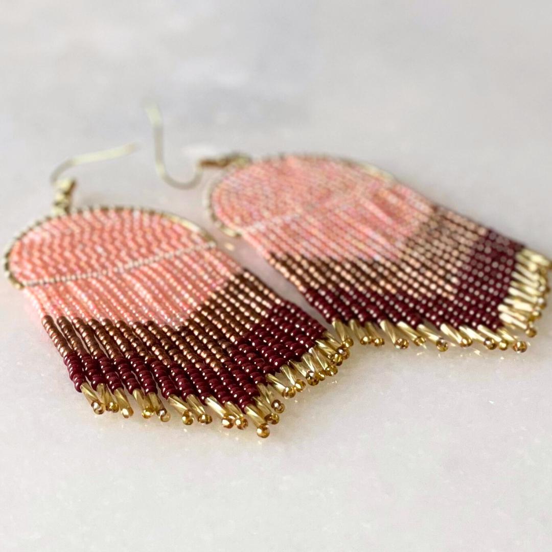 Handwoven Seed Bead Fringe Earrings – Boho Festival Statement Jewelry