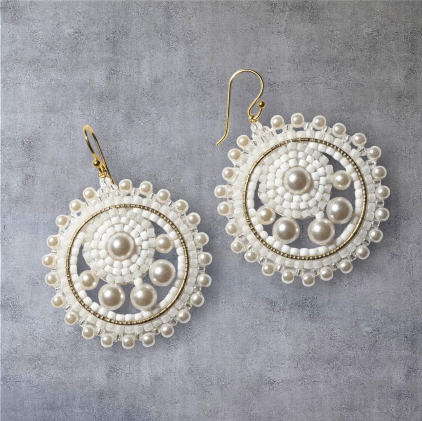 Handmade Pearl & Crystal Beaded Earrings – Ivory-Tone Wedding Jewelry gifts for her