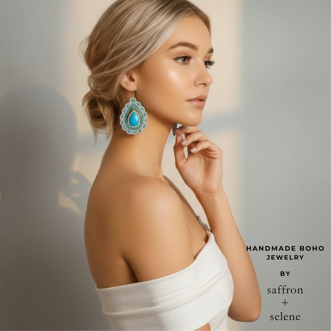 Turquoise earrings elegant drop design