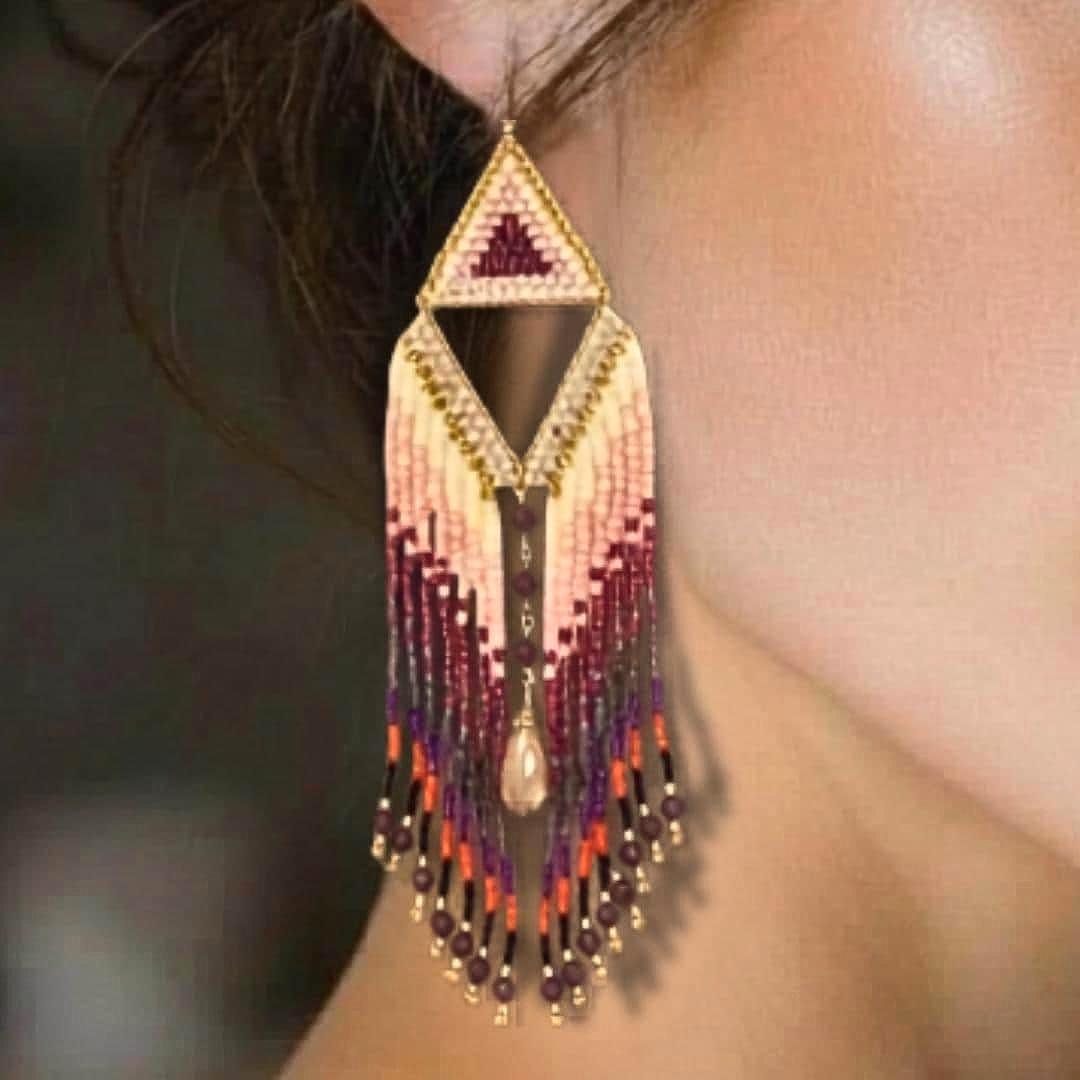 Fringe Earrings Boho – Seed Bead Statement Earrings – Long Beaded – Festival Jewelry Gift for Her