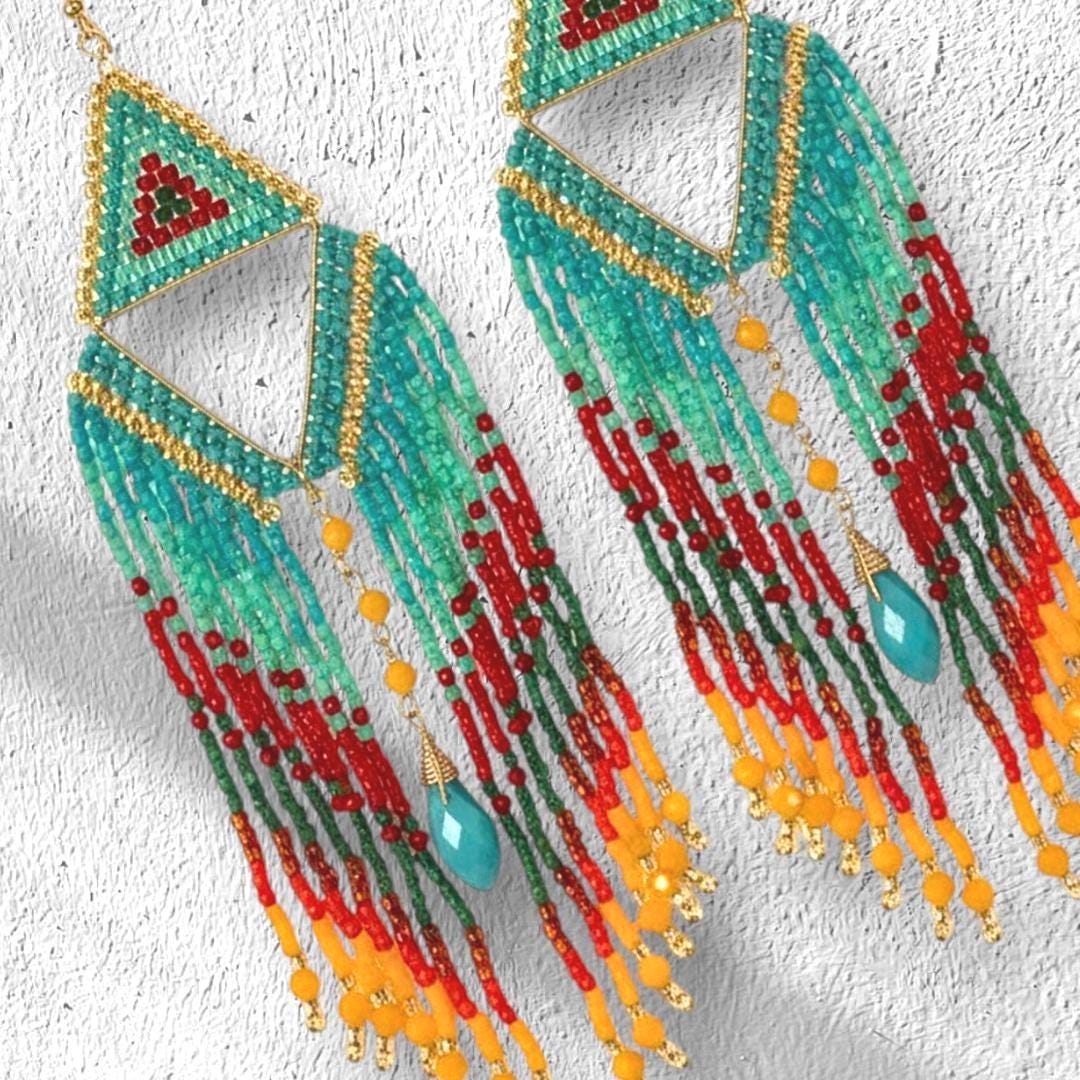 Handmade turquoise statement earrings for everyday wear