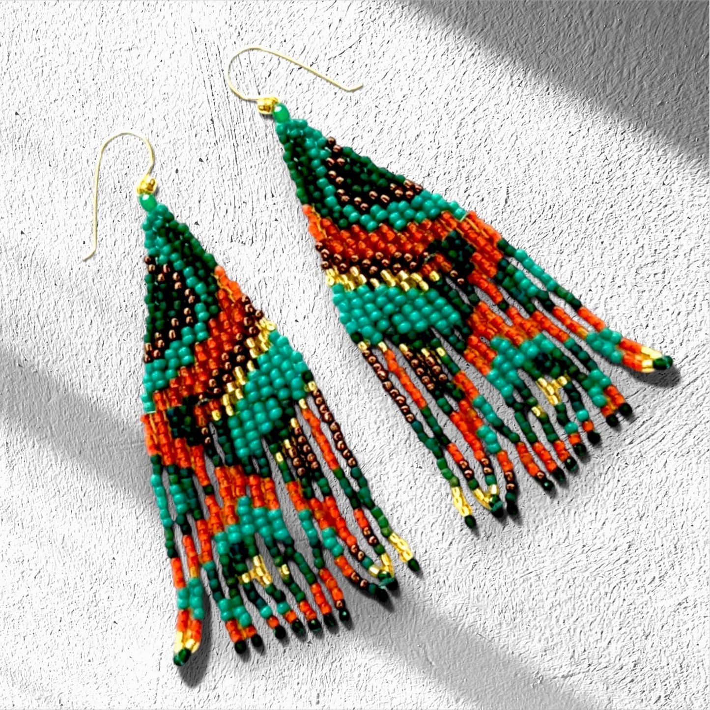 Lightweight beaded fringe earrings inspired by boho fashion and handcrafted jewellery design
